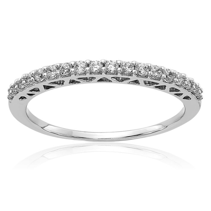 14K Solid White Gold Lab Diamond Anniversary Ring Eternity Wedding Band Bridal Jewelry