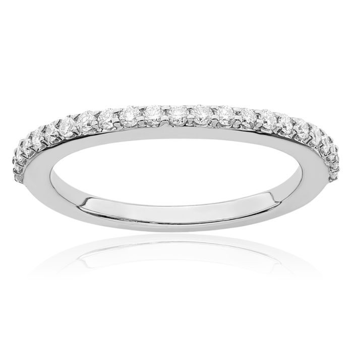 14K Solid White Gold Lab Diamond Anniversary Ring Eternity Wedding Band Bridal Jewelry