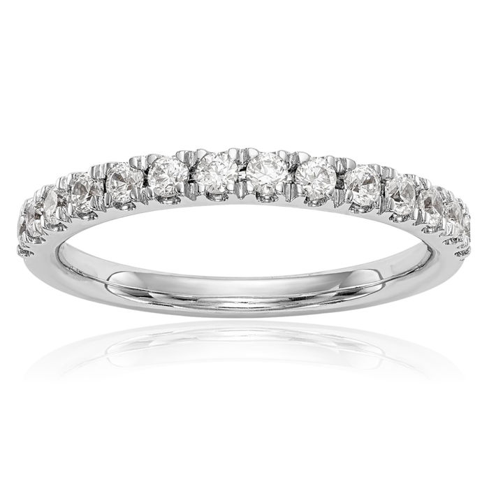 14K Solid White Gold Lab Diamond Anniversary Ring Eternity Wedding Band Bridal Jewelry