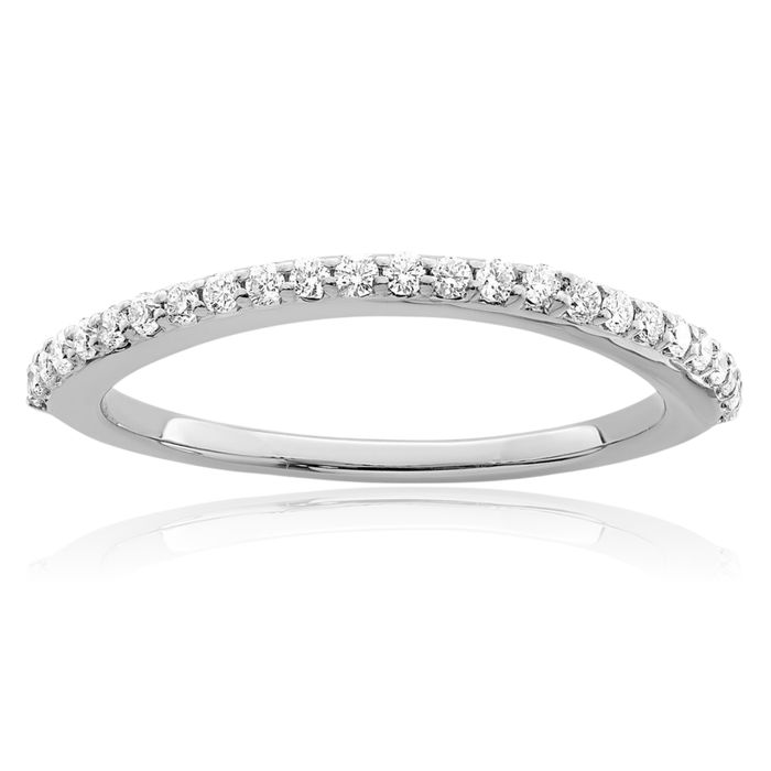 14K Solid White Gold Lab Diamond Anniversary Ring Eternity Wedding Band Bridal Jewelry