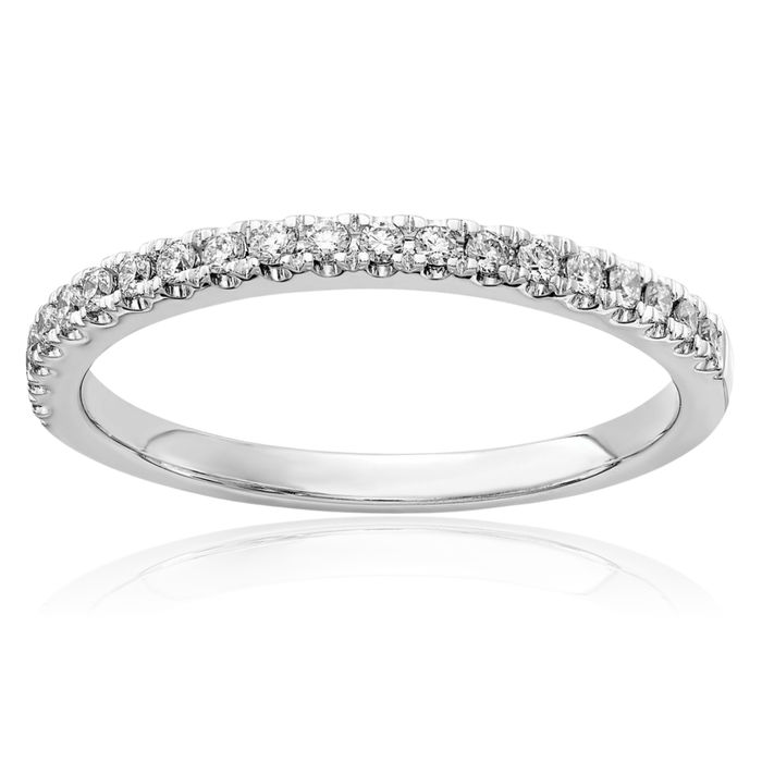 14K Solid White Gold Lab Diamond Anniversary Ring Eternity Wedding Band Bridal Jewelry