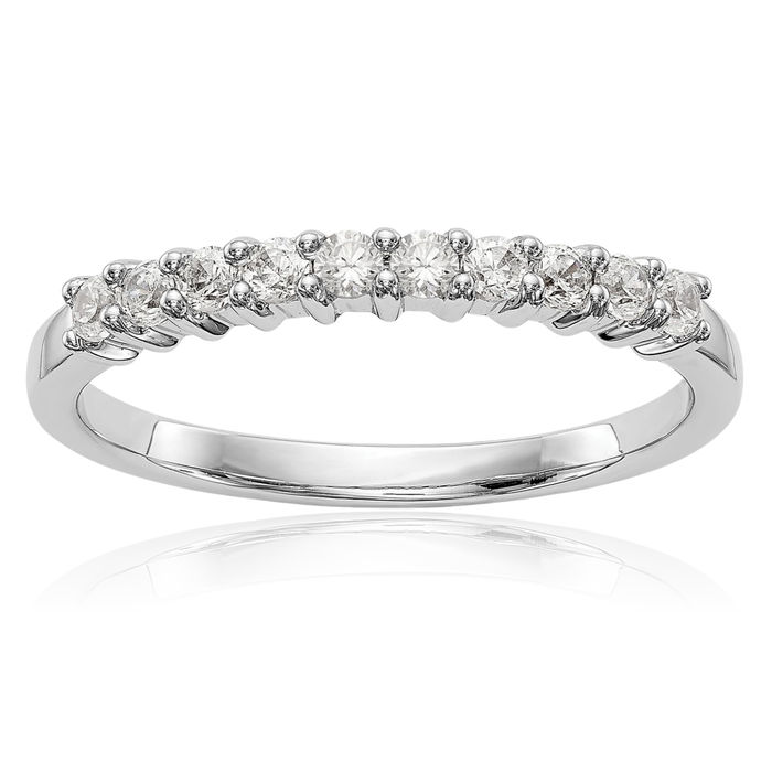 14K Solid White Gold Lab Diamond Anniversary Ring Eternity Wedding Band Bridal Jewelry