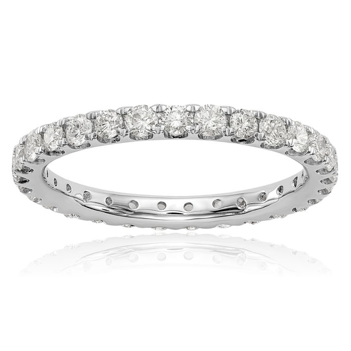 14K Solid White Gold Lab Diamond Anniversary Ring Eternity Wedding Band Bridal Jewelry