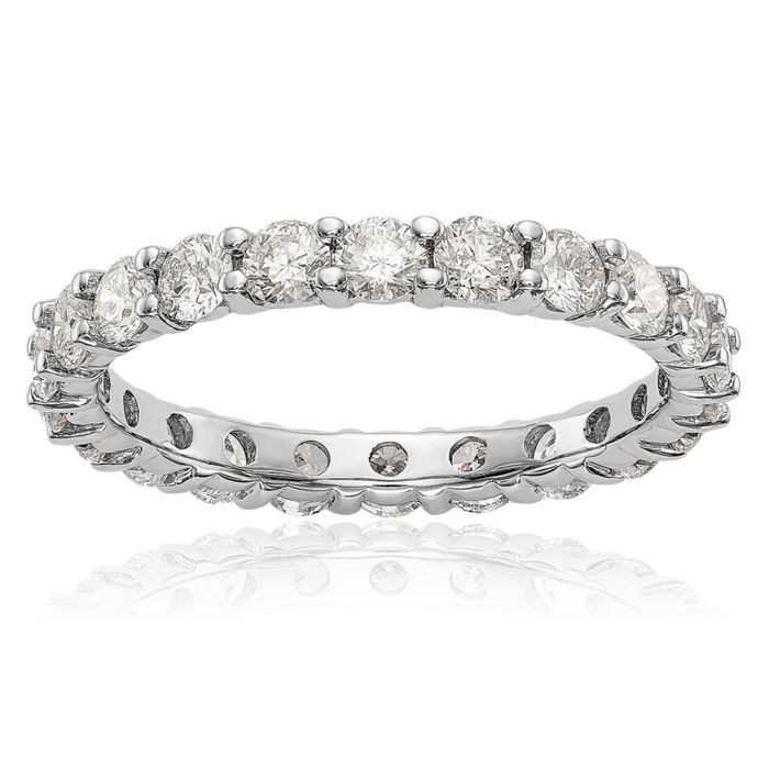 14K Solid White Gold Lab Diamond Anniversary Ring Eternity Wedding Band Bridal Jewelry