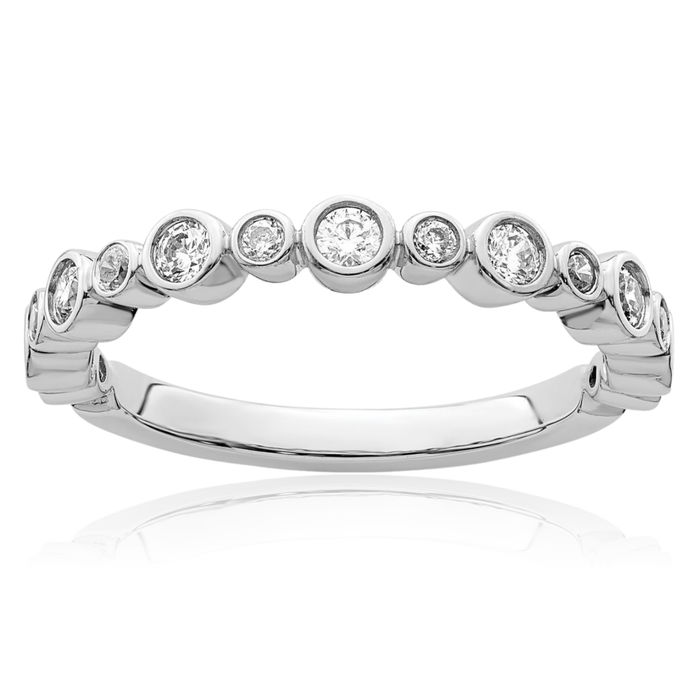 14K Solid White Gold Lab Diamond Anniversary Ring Eternity Wedding Band Bridal Jewelry