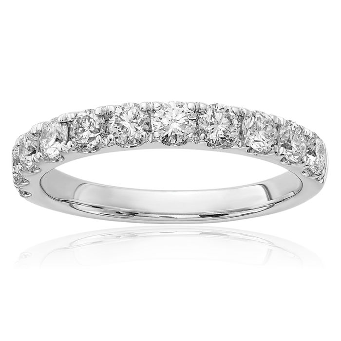 14K Solid White Gold Lab Diamond Anniversary Ring Eternity Wedding Band Bridal Jewelry