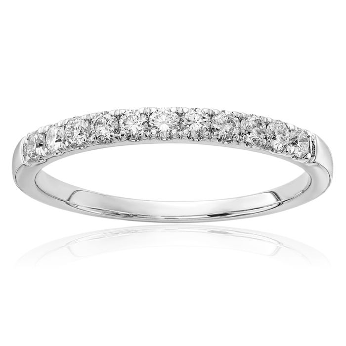 14K Solid White Gold Lab Diamond Anniversary Ring Eternity Wedding Band Bridal Jewelry