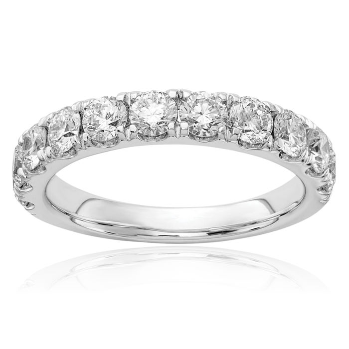 14K Solid White Gold Lab Diamond 1 Anniversary Ring Eternity Wedding Band Bridal Jewelry