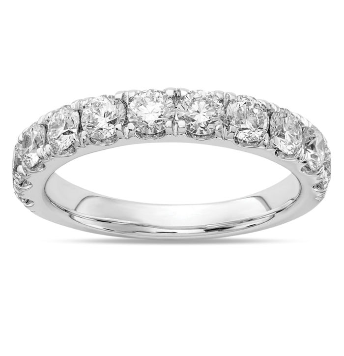 14K Solid White Gold Lab Diamond 1 Anniversary Ring Eternity Wedding Band Bridal Jewelry