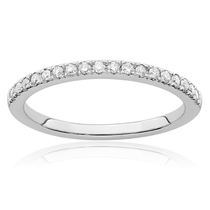 14K Solid White Gold Lab Diamond Anniversary Ring Eternity Wedding Band Bridal Jewelry