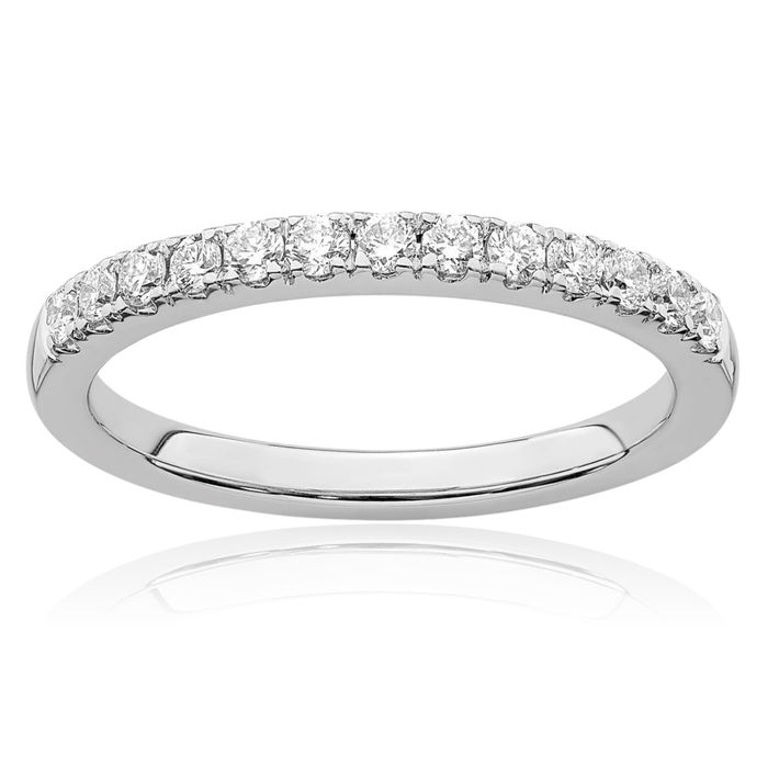 14K Solid White Gold Lab Diamond Anniversary Ring Eternity Wedding Band Bridal Jewelry