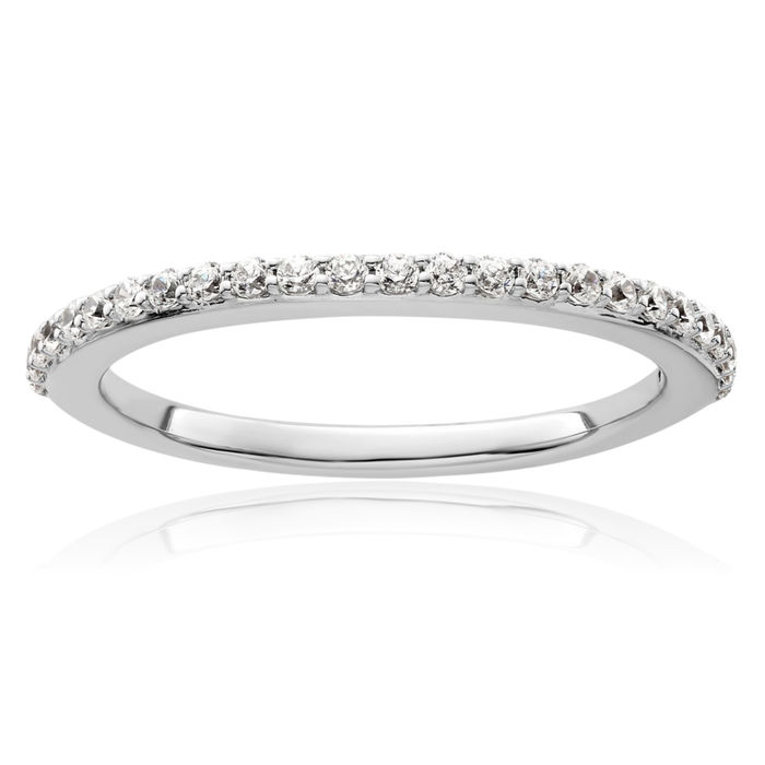 14K Solid White Gold Lab Diamond Anniversary Ring Eternity Wedding Band Bridal Jewelry