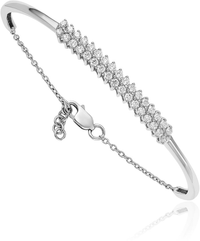 14K Solid White Gold Lab Diamond Bangle Bracelet