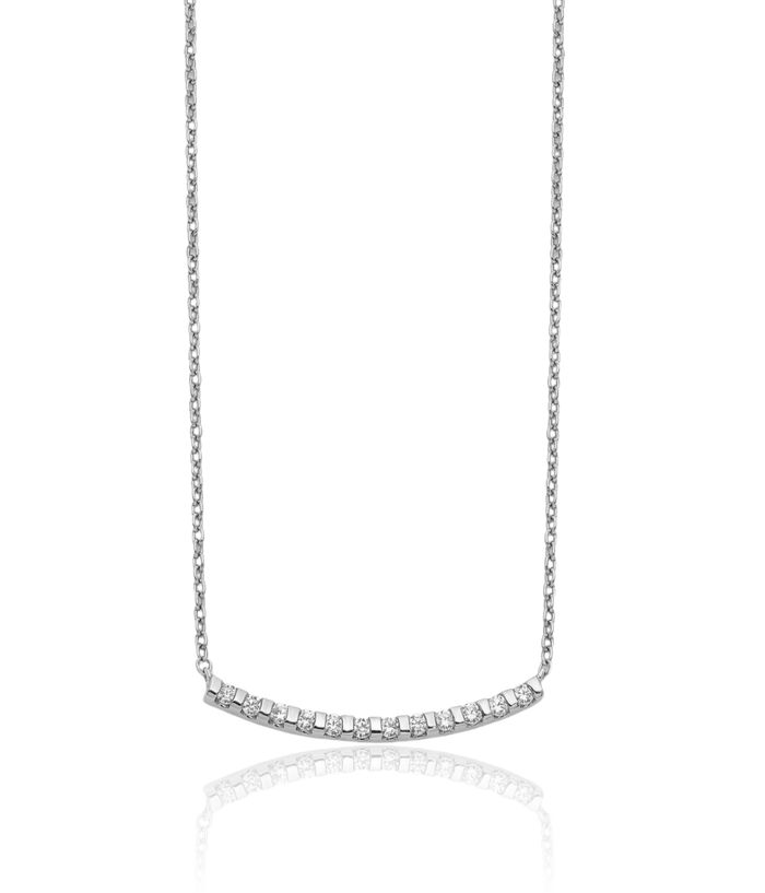 14K Solid White Gold Lab Diamond Bar Necklace