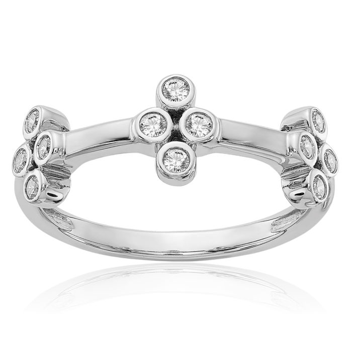 14K Solid White Gold Lab Diamond Bloom Ring