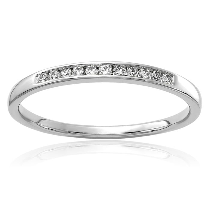 14K Solid White Gold Lab Diamond Channel Anniversary Ring Eternity Wedding Band Bridal Jewelry