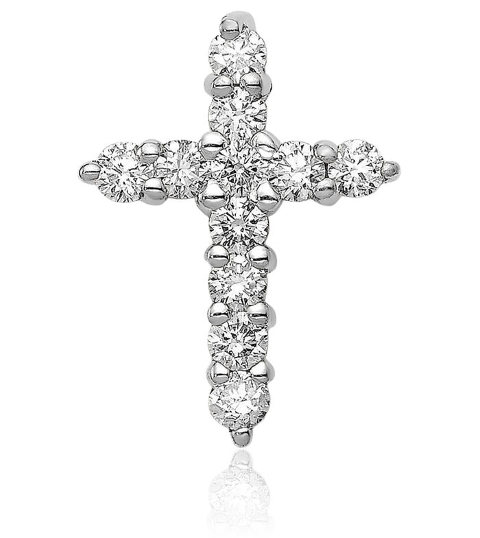 14K Solid White Gold Lab Diamond Latin Mexican Holy Cross Necklace Religious Chain Pendant Jesus Christ Charm