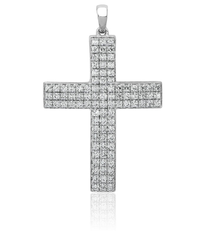 14K Solid White Gold Diamond Latin Mexican Holy Cross Necklace Religious Chain Pendant Jesus Christ Christian Charm