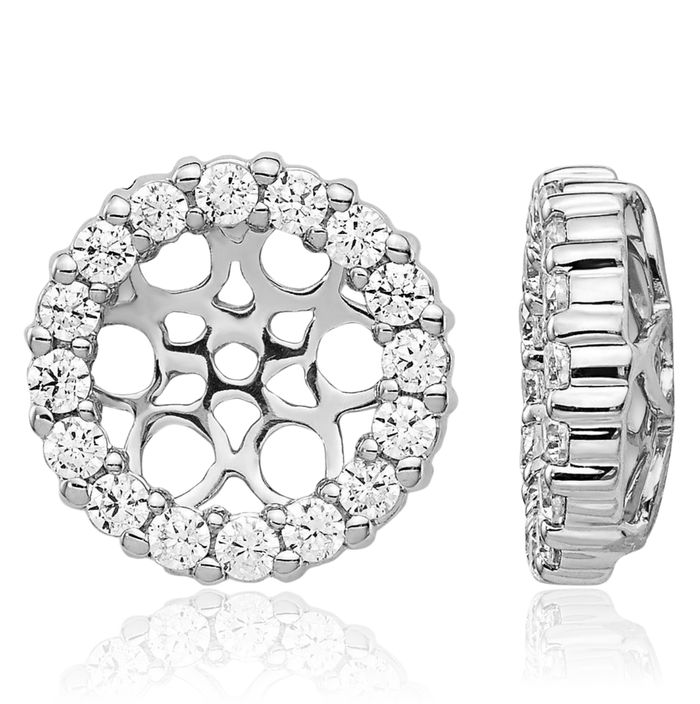 14K Solid White Gold Lab Diamond Earring Jackets for Studs