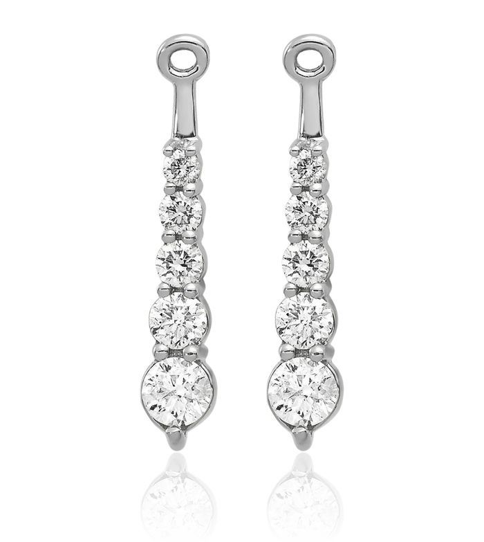 14K Solid White Gold Lab Diamond Earring Jackets for Studs