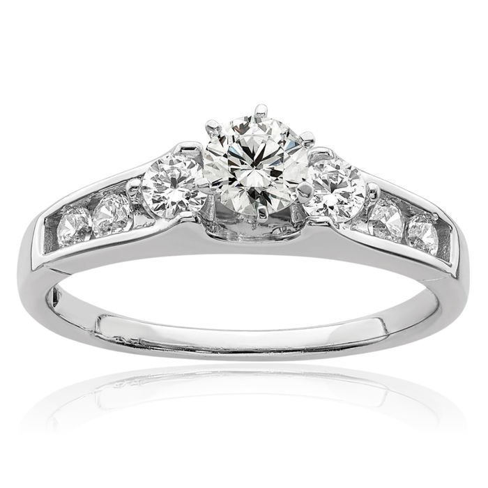 14K Solid White Gold Lab Diamond Engagement Ring