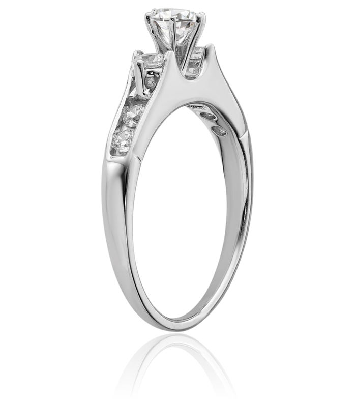 14K Solid White Gold Lab Diamond Engagement Ring