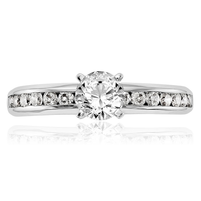 14K Solid White Gold Lab Diamond Engagement Ring