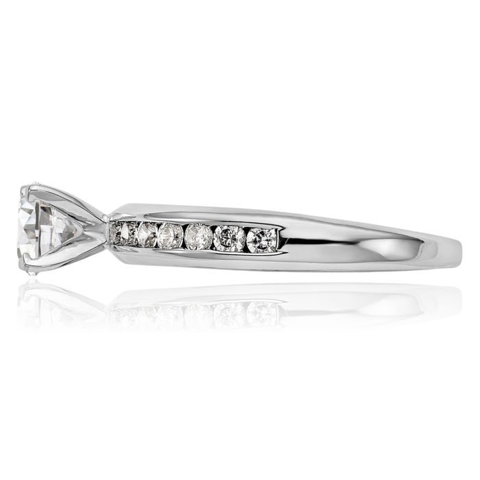 14K Solid White Gold Lab Diamond Engagement Ring
