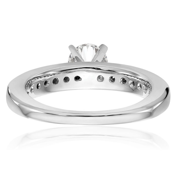 14K Solid White Gold Lab Diamond Engagement Ring