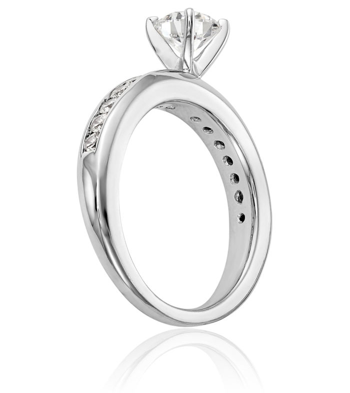 14K Solid White Gold Lab Diamond Engagement Ring