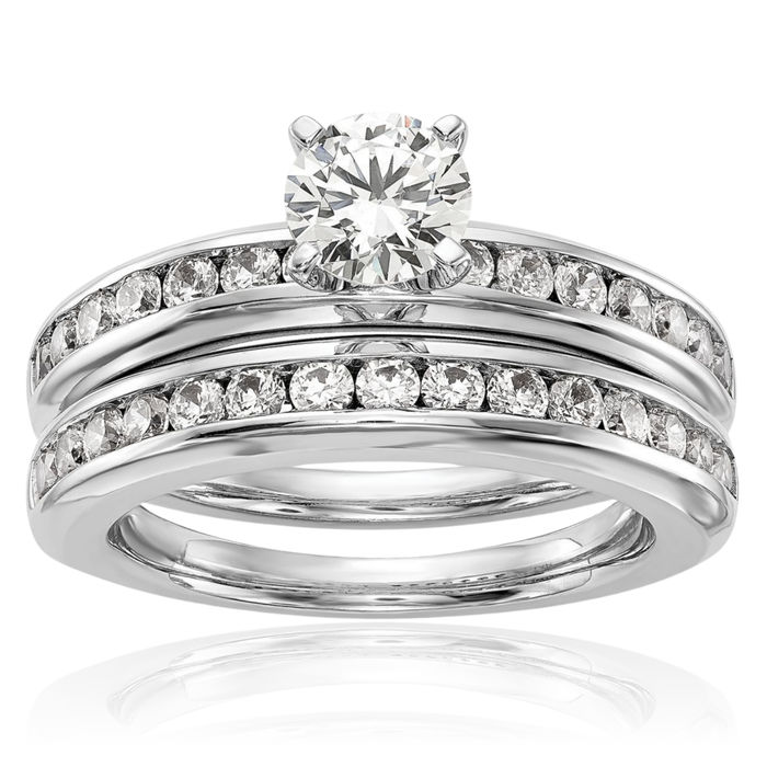 14K Solid White Gold Lab Diamond Engagement Ring