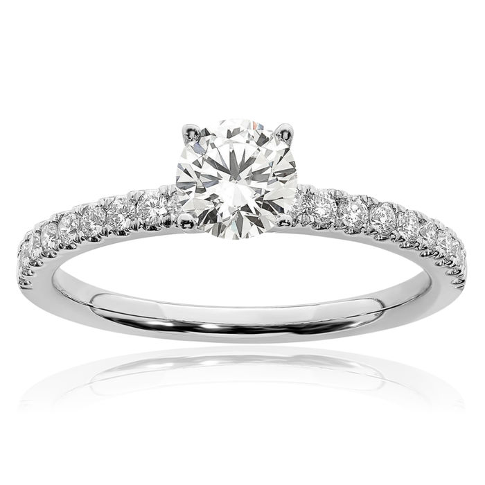 14K Solid White Gold Lab Diamond Engagement Ring