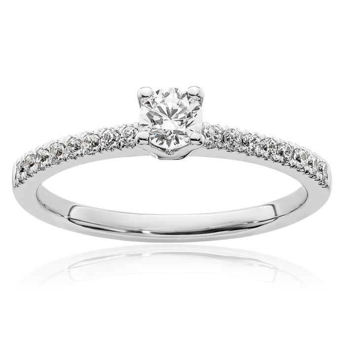 14K Solid White Gold Lab Diamond Engagement Ring