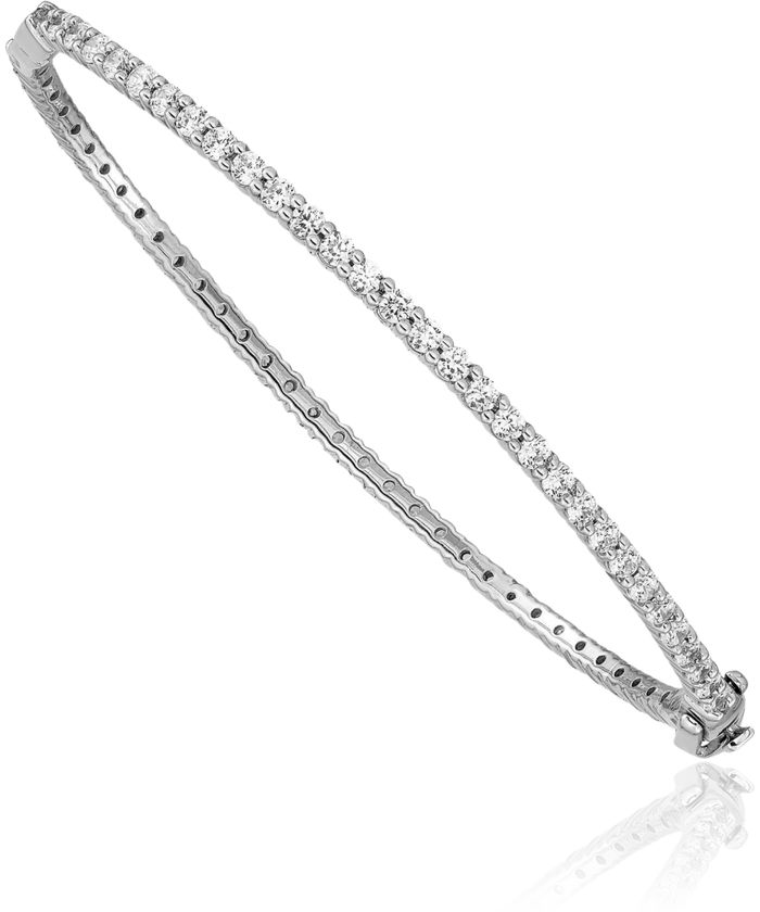 14K Solid White Gold Lab Diamond Eternity Bangle Bracelet