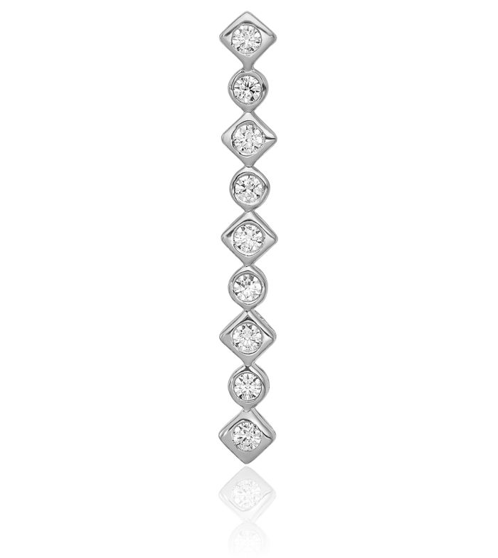 14K Solid White Gold Lab Diamond Floating Chain Slide Pendant Necklace Charm