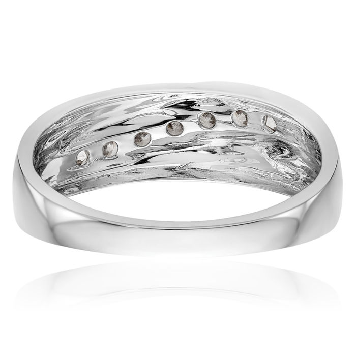 14K Solid White Gold Lab Diamond Mens Wedding Band Ring