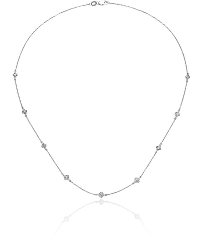 14K Solid White Gold Lab Diamond Multi Station Necklace