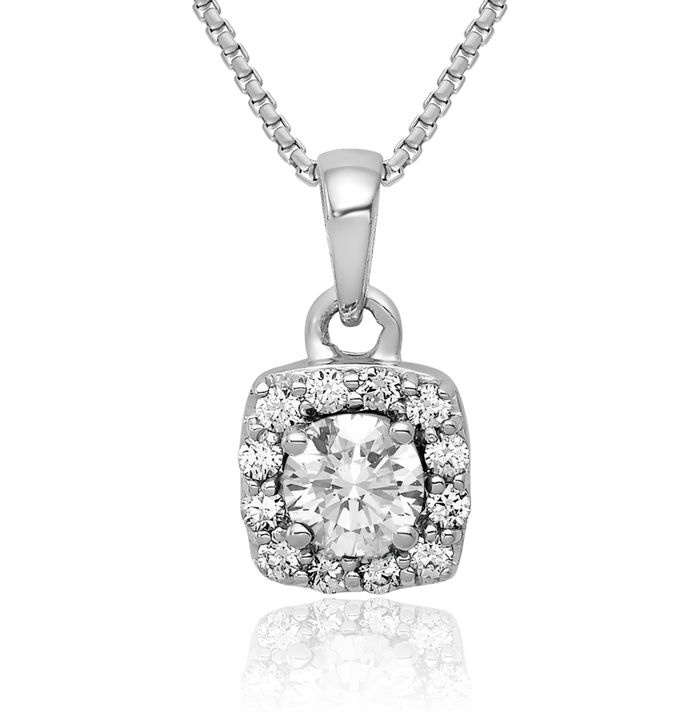 14K Solid White Gold Lab Diamond Necklace Chain Pendant Charm