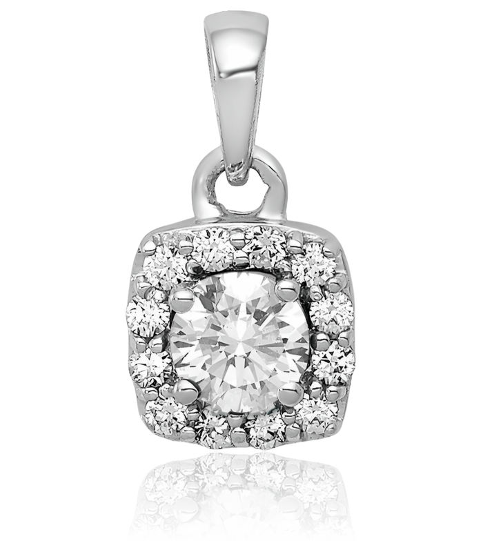 14K Solid White Gold Lab Diamond Necklace Chain Pendant Charm