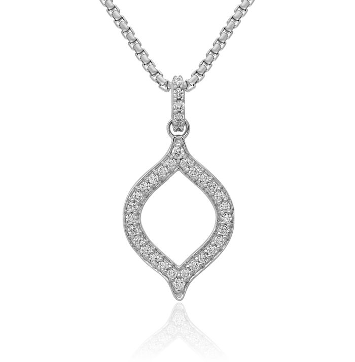 14K Solid White Gold Lab Diamond Necklace Chain Pendant Charm