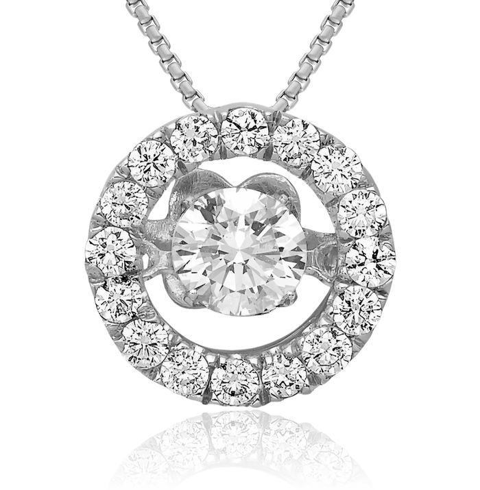 14K Solid White Gold Lab Diamond Round Pe Solitaire Chain Necklace Pendant Charm