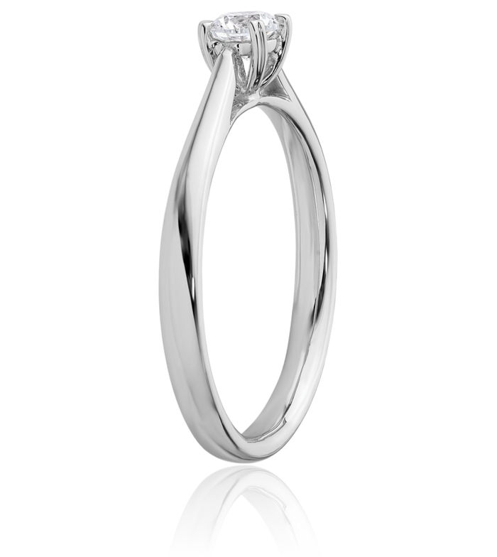 14K Solid White Gold Lab Diamond Round Solitaire Engagement Ring