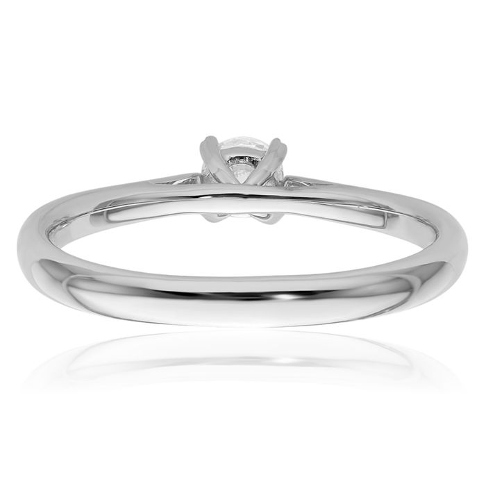 14K Solid White Gold Lab Diamond Round Solitaire Engagement Ring