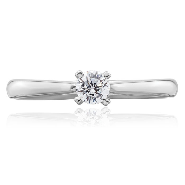 14K Solid White Gold Lab Diamond Round Solitaire Engagement Ring