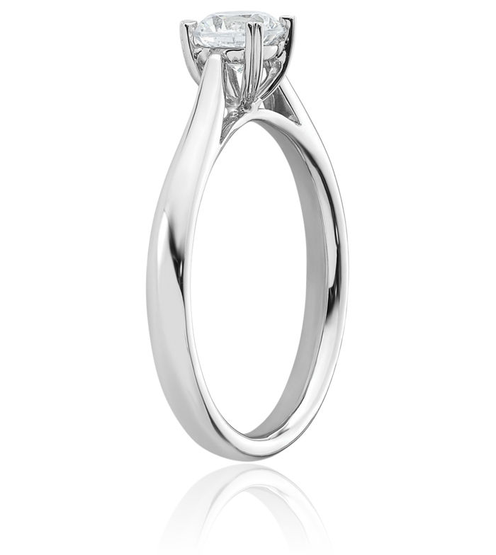 14K Solid White Gold Lab Diamond Round Solitaire Engagement Ring