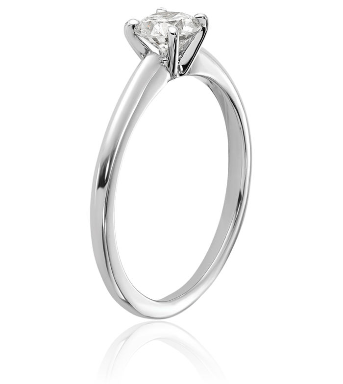 14K Solid White Gold Lab Diamond Solitaire Engagement Ring