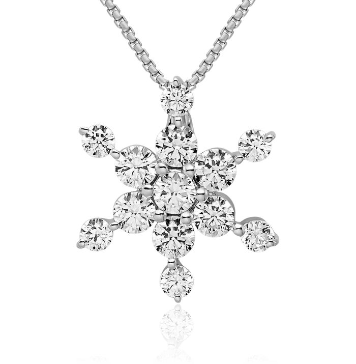 14K Solid White Gold Lab Diamond Star Necklace Chain Pendant Charm