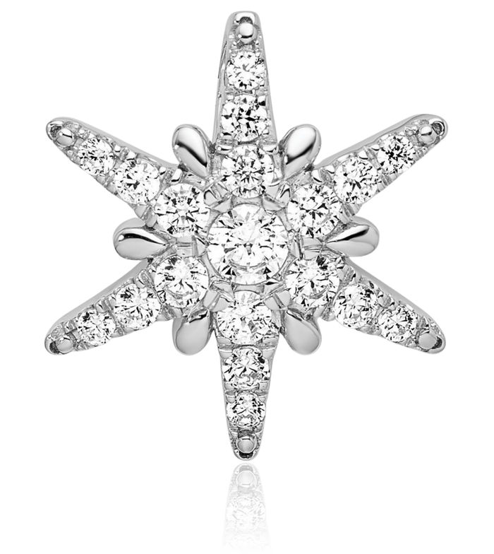 14K Solid White Gold Lab Diamond Star Necklace Chain Pendant Charm