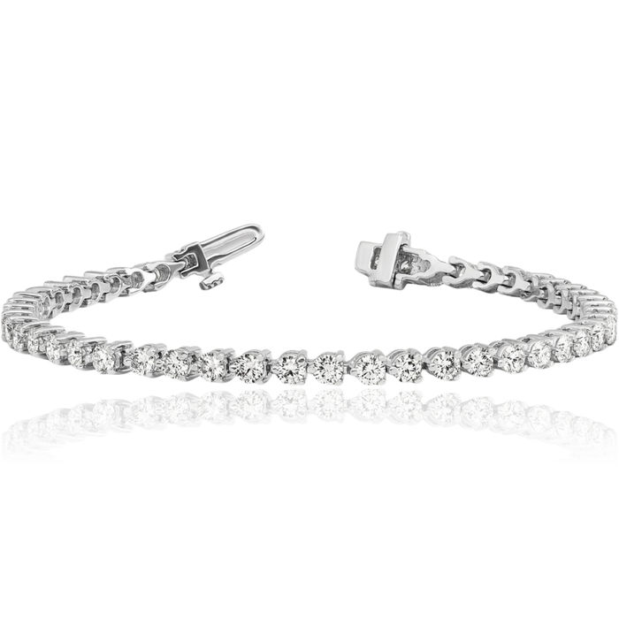 14K Solid White Gold 4 Lab Diamond Tennis Bracelet