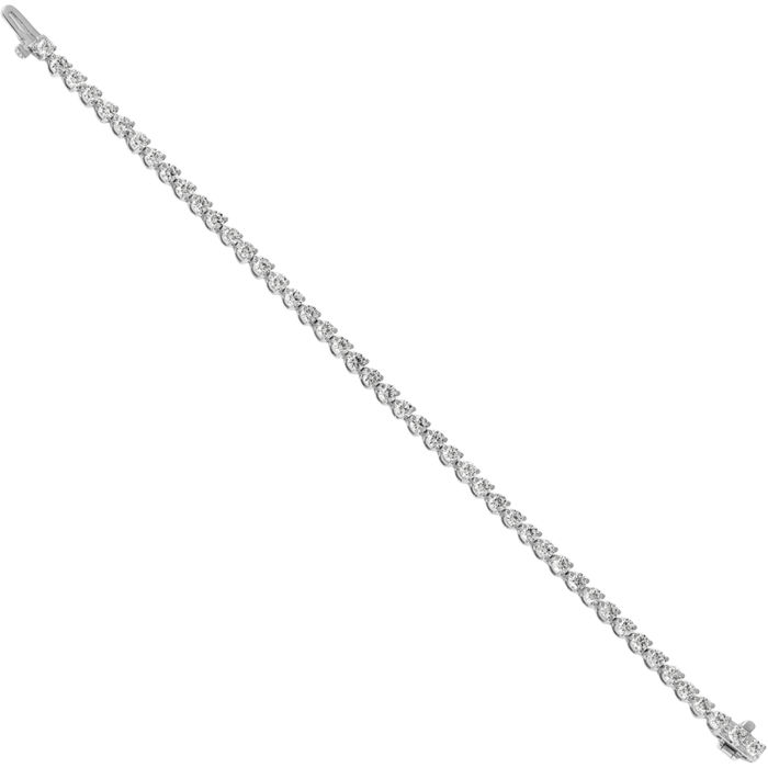 14K Solid White Gold 4 Lab Diamond Tennis Bracelet